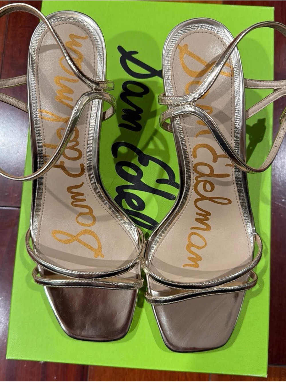 Sam Edelman Metallic Strappy Heel Sandals – Gold/Champagne